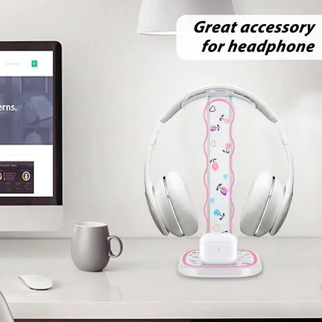 Alt view image 2 of 4 - Headphone Holder for Desk, Gaming Headset & Earphone Stand with Tulip Flowers Pattern