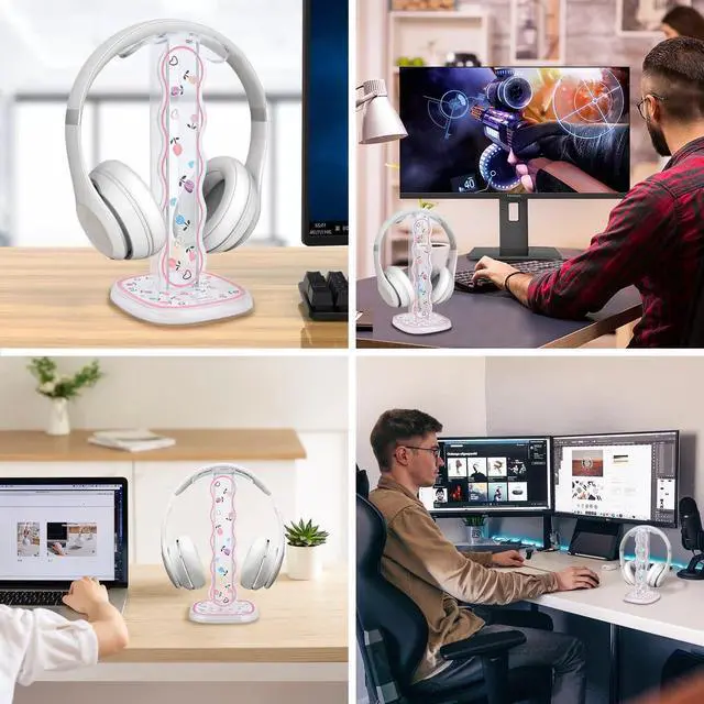 Alt view image 3 of 4 - Headphone Holder for Desk, Gaming Headset & Earphone Stand with Tulip Flowers Pattern