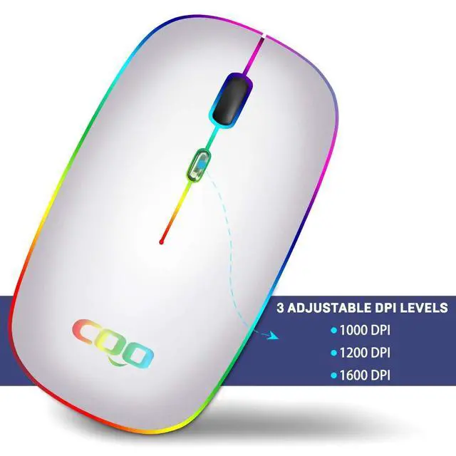Alt view image 3 of 7 - Wireless Mouse, Slim Rechargeable Bluetooth Mouse with LED
