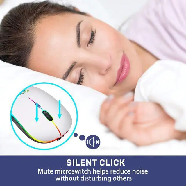 Alt view image 5 of 7 - Wireless Mouse, Slim Rechargeable Bluetooth Mouse with LED
