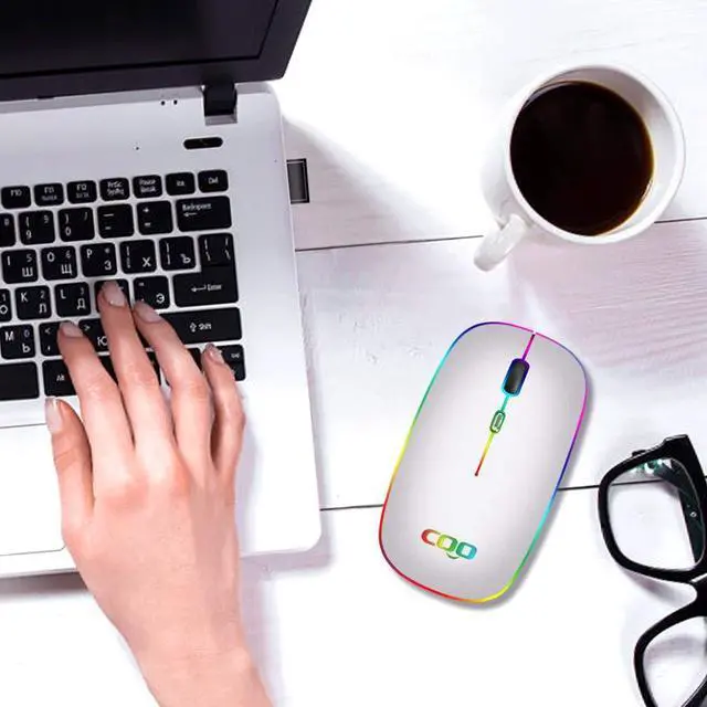 Alt view image 6 of 7 - Wireless Mouse, Slim Rechargeable Bluetooth Mouse with LED