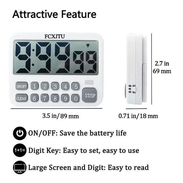 Alt view image 5 of 7 - Digital Kitchen Timer, Digits Directly Input Countdown Timer for Cooking