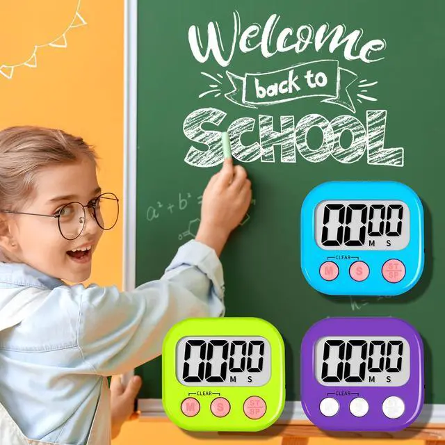 Alt view image 6 of 7 - Digital Kitchen Classroom Timers for Kids Cooking 6pcs Blu Grn Pur