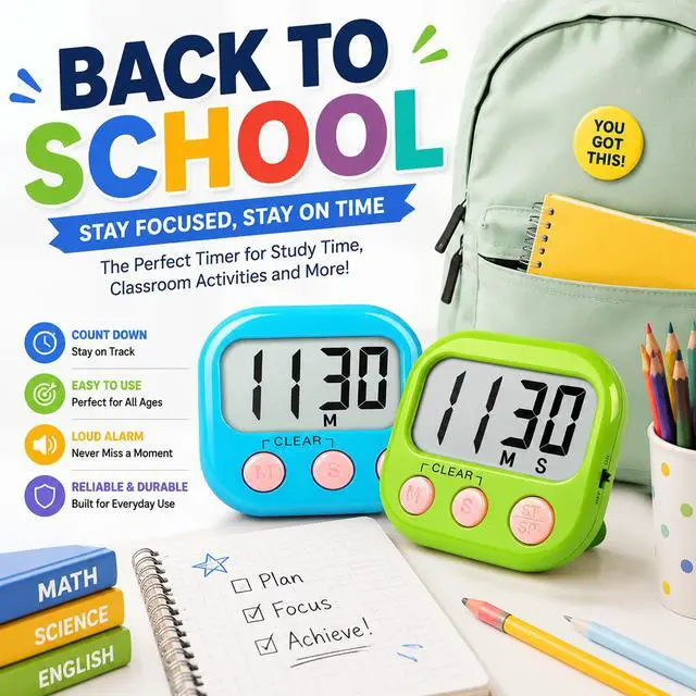 Alt view image 2 of 7 - Digital Kitchen Classroom Timers for Kids Cooking 6pcs MulticolorB