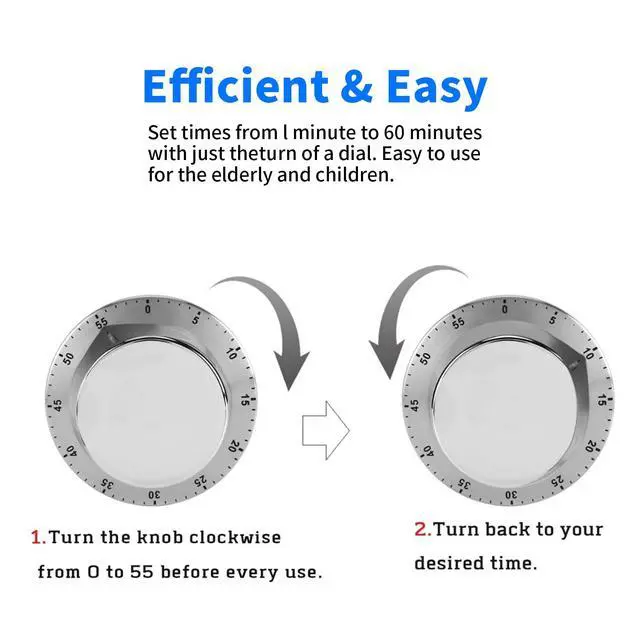 Alt view image 2 of 7 - Kitchen Timers for Cooking, Chef Cooking Timer Clock with Loud Alarm - Magnetic Backing 100% Mechanical Desk Timer - No Batteries Required, Countdown Reminder Magnetic - Exquisite Stainless Steel Body