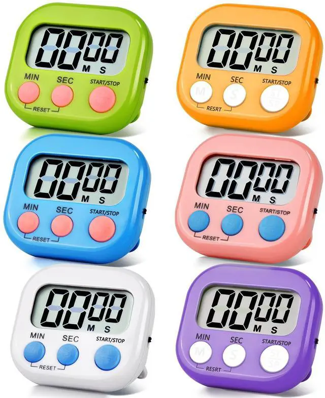 Main image of 6 Pack Digital Kitchen Timer Magnetic Digital Timer with Big Display Loud Ring Cooking Timers for Cooking, Game, Gym, Break Time, Classroom(6, Multicolor)