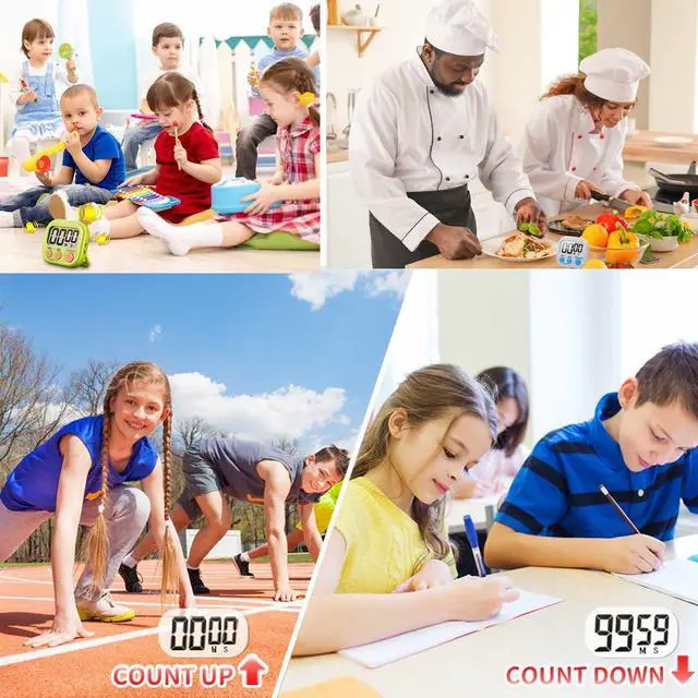 Alt view image 6 of 6 - 6 Pack Large Screen Digital Kitchen Timer, Magnetic Timer, Big Digits Loud Alarm, Count Up/Down, ON/Off Switch, Teachers, Classroom, Cooking, Baking