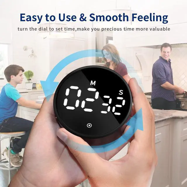 Alt view image 2 of 7 - Kitchen Timer Magnetic Classroom Timer for Kids, Rotation Countdown Countup Timer Large LED Display with Volume & Brightness Adjustable for Cooking/Exercise, Easy to Use Even for Seniors or Children