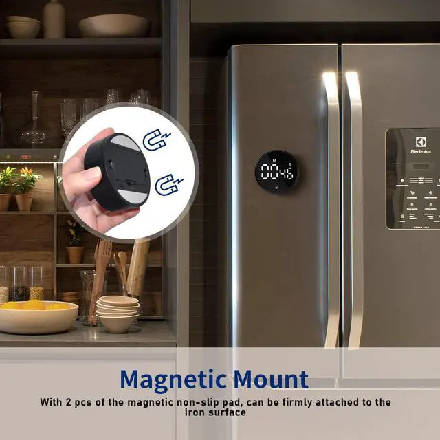 Alt view image 6 of 7 - Kitchen Timer Magnetic Classroom Timer for Kids, Rotation Countdown Countup Timer Large LED Display with Volume & Brightness Adjustable for Cooking/Exercise, Easy to Use Even for Seniors or Children