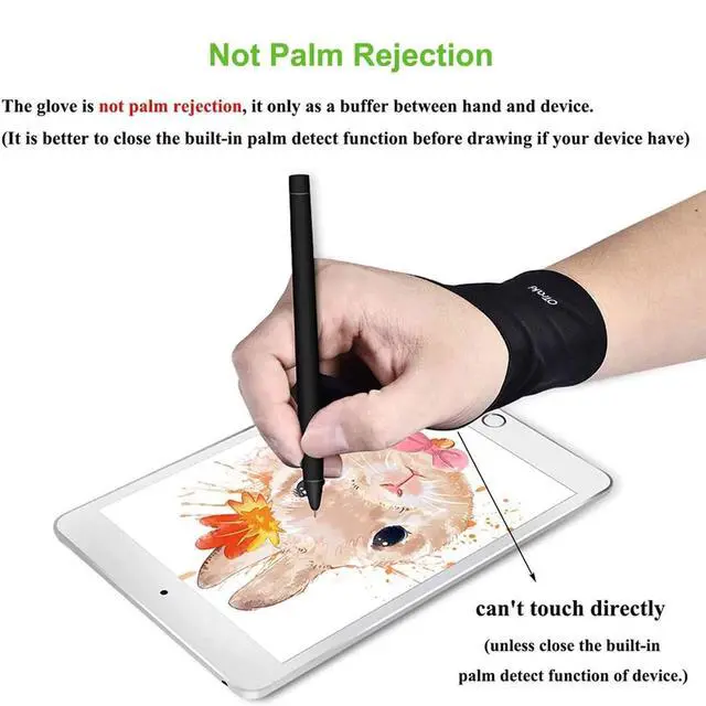 Alt view image 2 of 7 - Drawing Glove 4pcs Large Artist Glove for Drawing Tablet, Paper Sketching, iPad, Monitor Painting, Two Finger for Right Hand and Left Hand, Smudge Guard 3.54 x 8.46 inch