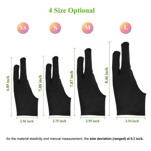 Alt view image 3 of 7 - Drawing Glove 4pcs Large Artist Glove for Drawing Tablet, Paper Sketching, iPad, Monitor Painting, Two Finger for Right Hand and Left Hand, Smudge Guard 3.54 x 8.46 inch