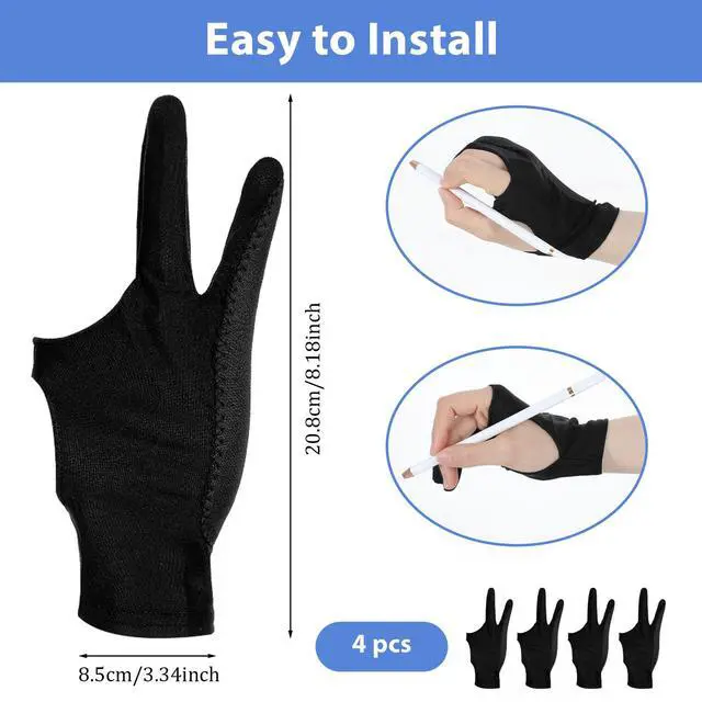 Alt view image 2 of 7 - 4 Pcs Digital Drawing Glove,Drawing Tablet Glove