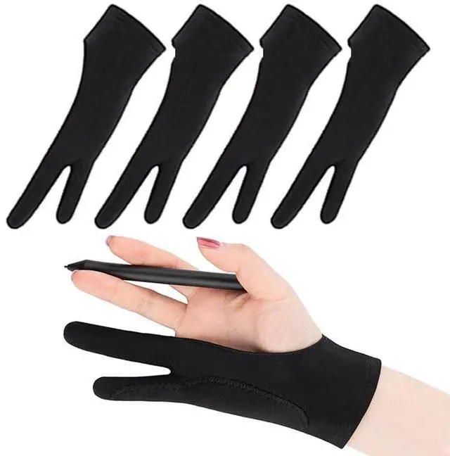Main image of 4 Pack Drawing Gloves - Two Fingers Digital Artist Glove - Soft for Graphic Drawing Tablets and Paper Sketching (Small x 4)