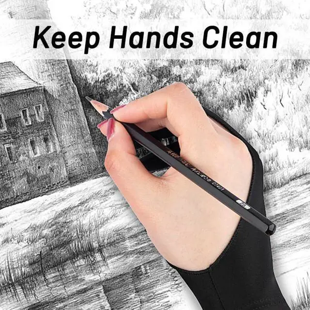 Alt view image 2 of 7 - 4 Pack Drawing Gloves - Two Fingers Digital Artist Glove - Soft for Graphic Drawing Tablets and Paper Sketching (Small x 4)