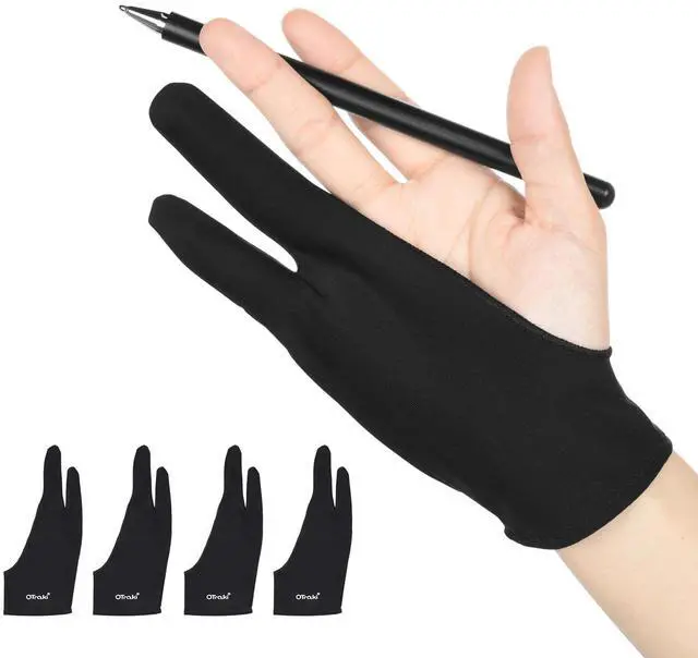 Main image of Drawing Glove 4 Pack Artist Gloves Digital Art Free Size with Two Fingers Tablet Right Hand for Graphics Pad Painting Good for Right or Left Hand - 2.95 x 7.87 inch
