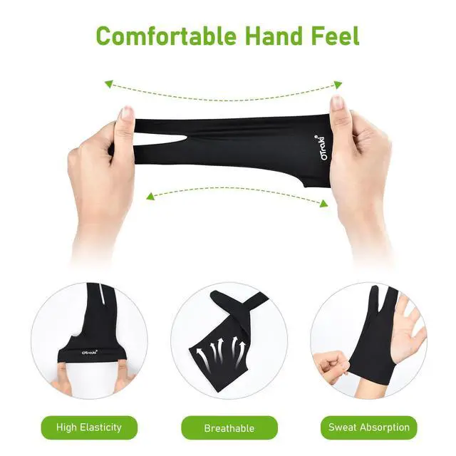 Alt view image 2 of 7 - Drawing Glove 4 Pack Artist Gloves Digital Art Free Size with Two Fingers Tablet Right Hand for Graphics Pad Painting Good for Right or Left Hand - 2.95 x 7.87 inch