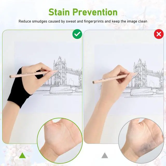 Alt view image 3 of 7 - Drawing Glove 4 Pack Artist Gloves Digital Art Free Size with Two Fingers Tablet Right Hand for Graphics Pad Painting Good for Right or Left Hand - 2.95 x 7.87 inch
