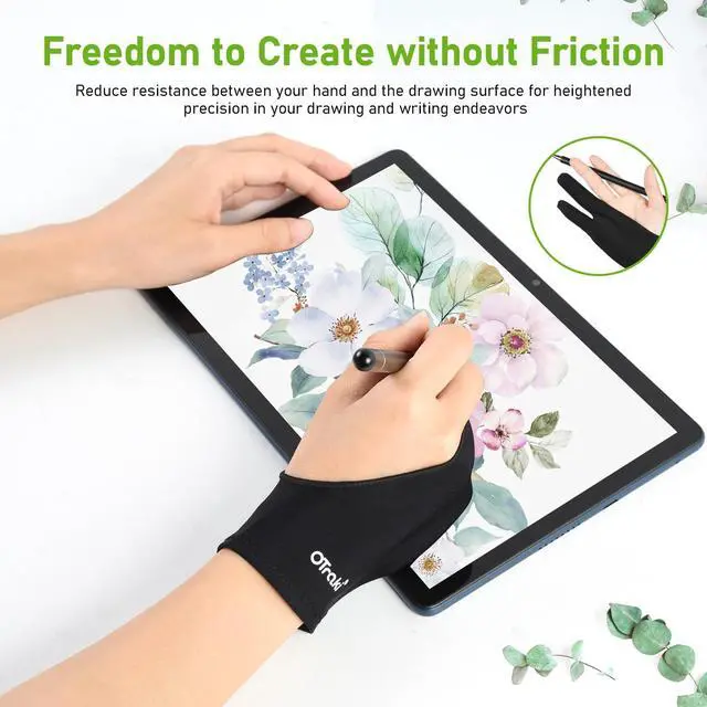 Alt view image 4 of 7 - Drawing Glove 4 Pack Artist Gloves Digital Art Free Size with Two Fingers Tablet Right Hand for Graphics Pad Painting Good for Right or Left Hand - 2.95 x 7.87 inch