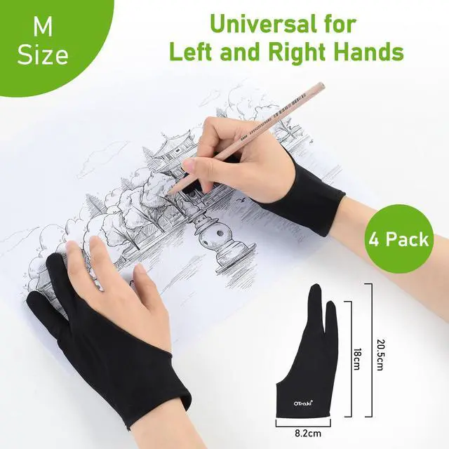 Alt view image 5 of 7 - Drawing Glove 4 Pack Artist Gloves Digital Art Free Size with Two Fingers Tablet Right Hand for Graphics Pad Painting Good for Right or Left Hand - 2.95 x 7.87 inch