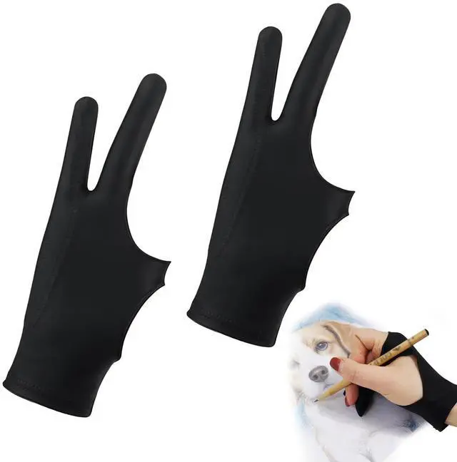 Main image of Drawing Glove,2 PCS Artist Gloves with Two Fingers,3-Layer Palm Rejection Digital Art Glove for Graphic Tablet(Small)