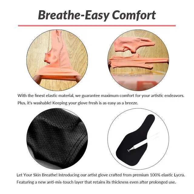 Alt view image 4 of 7 - Breathable Drawing Glove, Digital Art Glove for Graphic Tablet, 3-Layer Palm Rejection for Graphic Tablet, Artist Gloves with Two Fingers for iPad(Black,S)