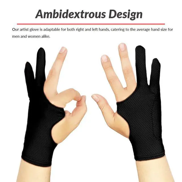 Alt view image 7 of 7 - Breathable Drawing Glove, Digital Art Glove for Graphic Tablet, 3-Layer Palm Rejection for Graphic Tablet, Artist Gloves with Two Fingers for iPad(Black,S)