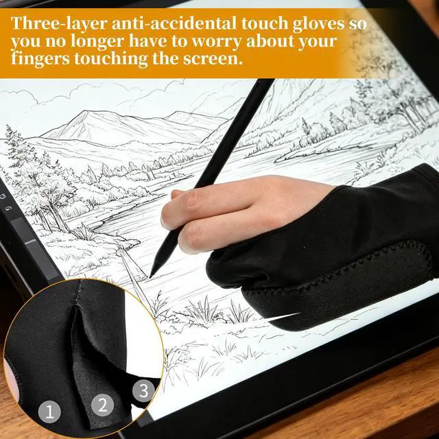 Alt view image 3 of 7 - 2Pcs Digital Drawing Glove, Drawing Glove Palm Rejection