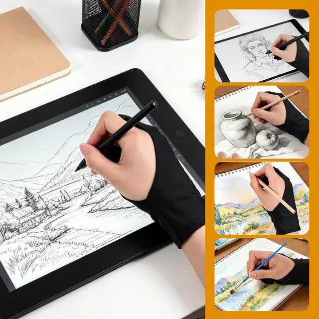Alt view image 5 of 7 - 2Pcs Digital Drawing Glove, Drawing Glove Palm Rejection