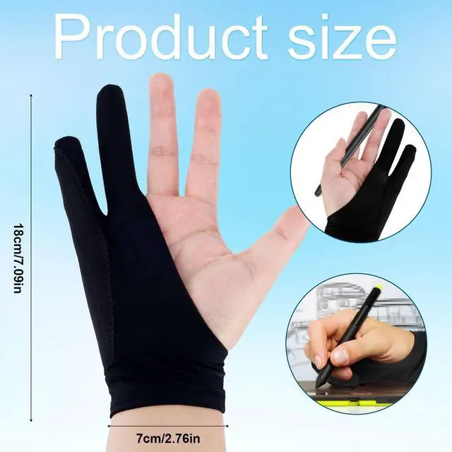 Alt view image 2 of 7 - Two-Finger Artist Glove for iPad & Drawing Tablet, 7.09x2.76in Art Gloves Black Digital Drawing Palm Rejection Glove for Right Hand and Left Hand, Sketching, Inking & Graphic Art Accessories (Small)