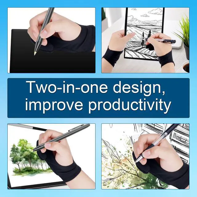 Alt view image 5 of 7 - Two-Finger Artist Glove for iPad & Drawing Tablet, 7.09x2.76in Art Gloves Black Digital Drawing Palm Rejection Glove for Right Hand and Left Hand, Sketching, Inking & Graphic Art Accessories (Small)