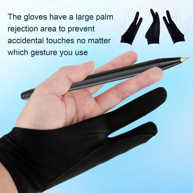 Alt view image 6 of 7 - Two-Finger Artist Glove for iPad & Drawing Tablet, 7.09x2.76in Art Gloves Black Digital Drawing Palm Rejection Glove for Right Hand and Left Hand, Sketching, Inking & Graphic Art Accessories (Small)