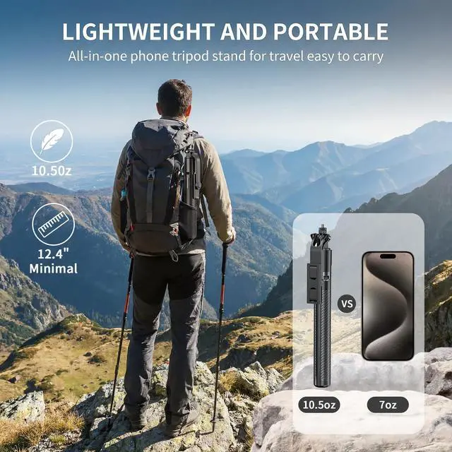 Alt view image 6 of 7 - 74" Selfie Stick Phone Tripod for iPhone Android Pockte3/4 Insta360 Camera