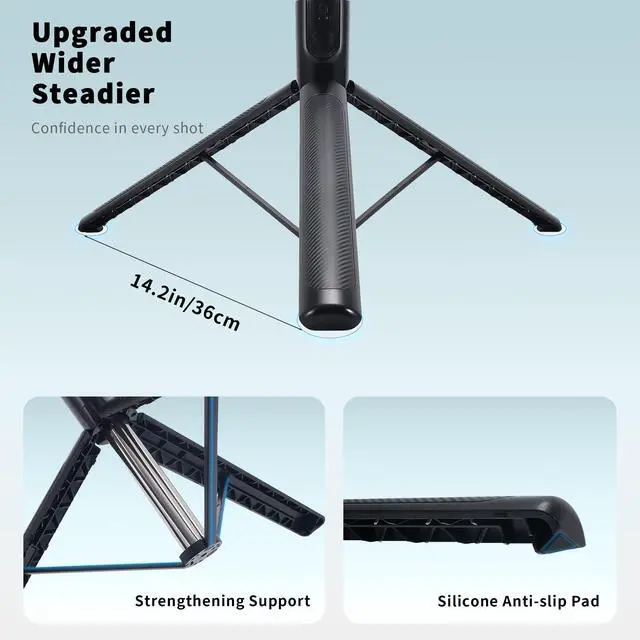 Alt view image 7 of 7 - 74" Selfie Stick Phone Tripod for iPhone Android Pockte3/4 Insta360 Camera