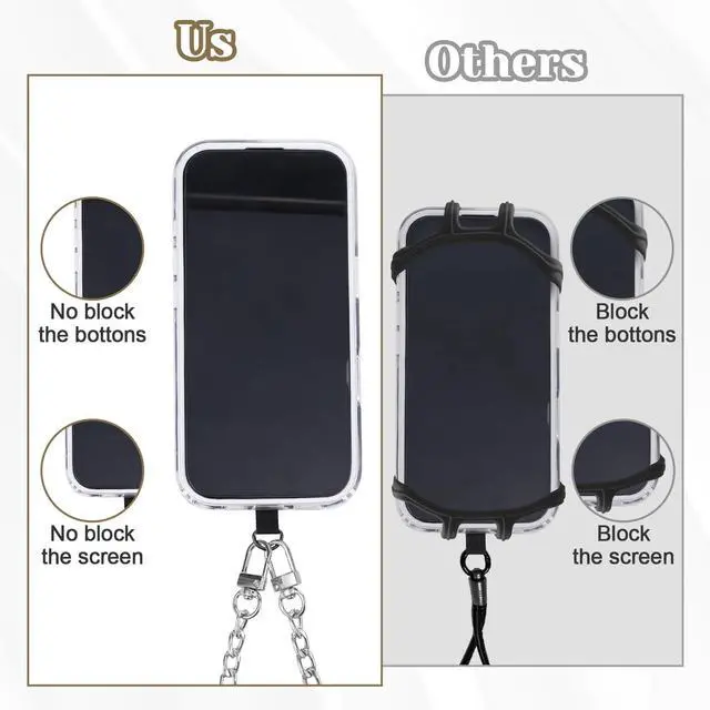 Alt view image 6 of 7 - 2Pack Silvery Phone Chain Crossbody, Metal Phone Strap Lanyard