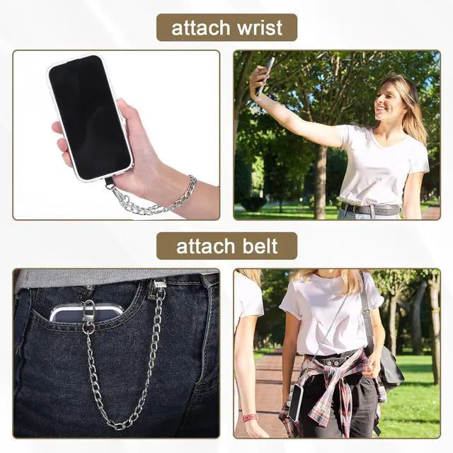 Alt view image 5 of 7 - 2Pack Silvery Phone Chain Crossbody, Metal Phone Strap Lanyard