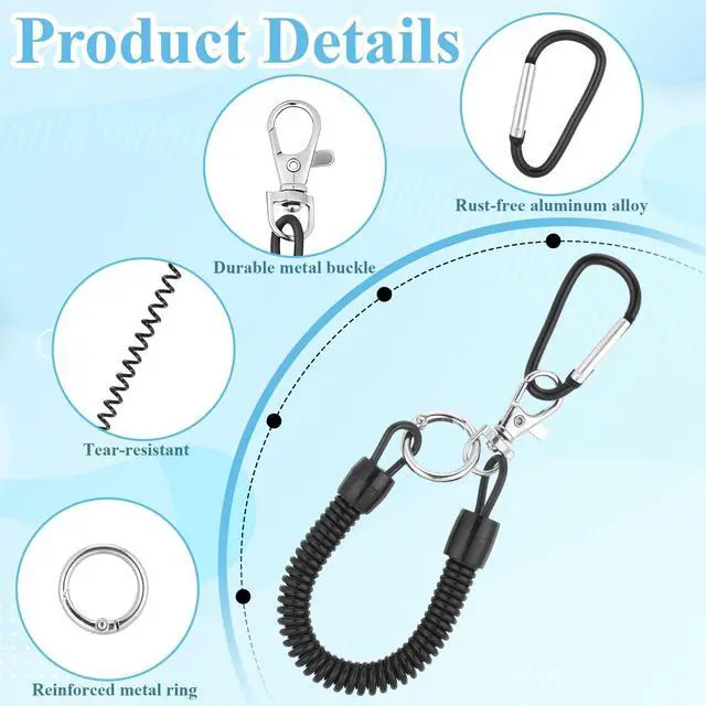 Alt view image 3 of 7 - 2 PCS Phone Lanyard Tether with Patch, Phone Leash Anti-theft Phone Strap with 4 Patch & 1 Carabiner Anti-Drop Outdoor Accessory Fit Most Cell Phones for Skiing Hiking Cycling Climbing