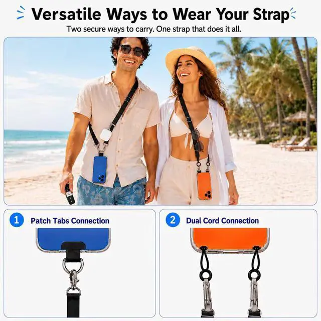 Alt view image 3 of 7 - 2Pack Crossbody Cell Phone Lanyards & Wrist Straps