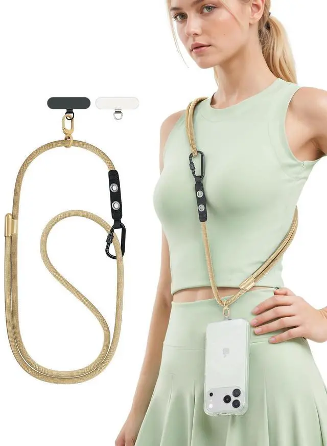 Main image of Phone Lanyard Crossbody with 2 Phone Tabs,Adjustable Anti Theft Phone Strap for All Phones,Premium Metal Buckles,Skin-Friendly,Universal Cell Phone Neck lanyard for Travel Essentials