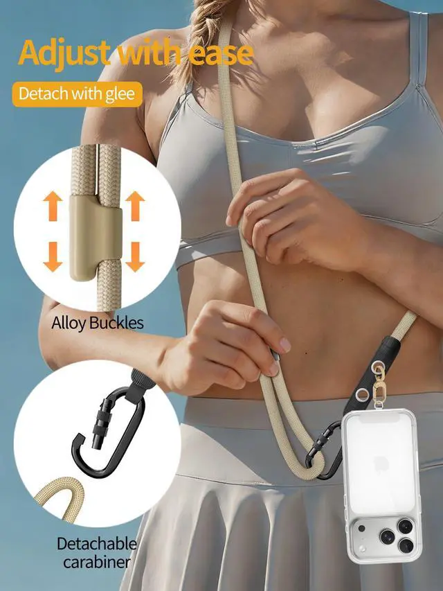 Alt view image 4 of 7 - Phone Lanyard Crossbody with 2 Phone Tabs,Adjustable Anti Theft Phone Strap for All Phones,Premium Metal Buckles,Skin-Friendly,Universal Cell Phone Neck lanyard for Travel Essentials