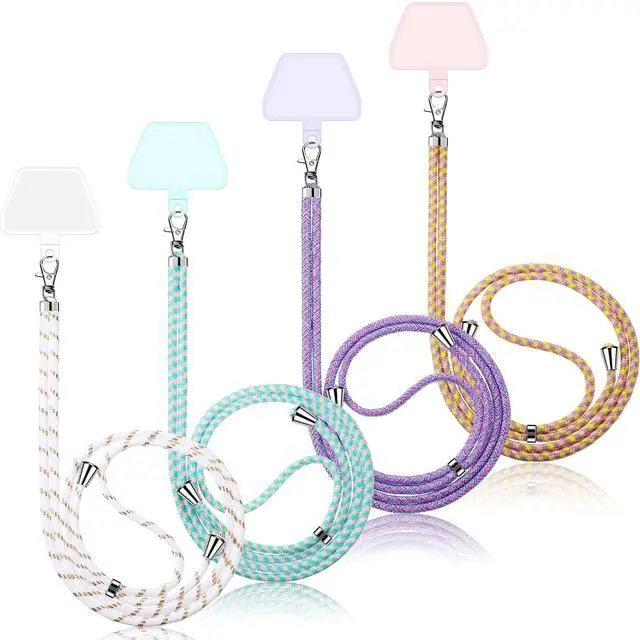 Main image of 4 Pcs Phone Lanyard Crossbody Phone Strap Universal Cellphone Neck Lanyard with Patch for Women, Anti Theft(Bright Color Series)