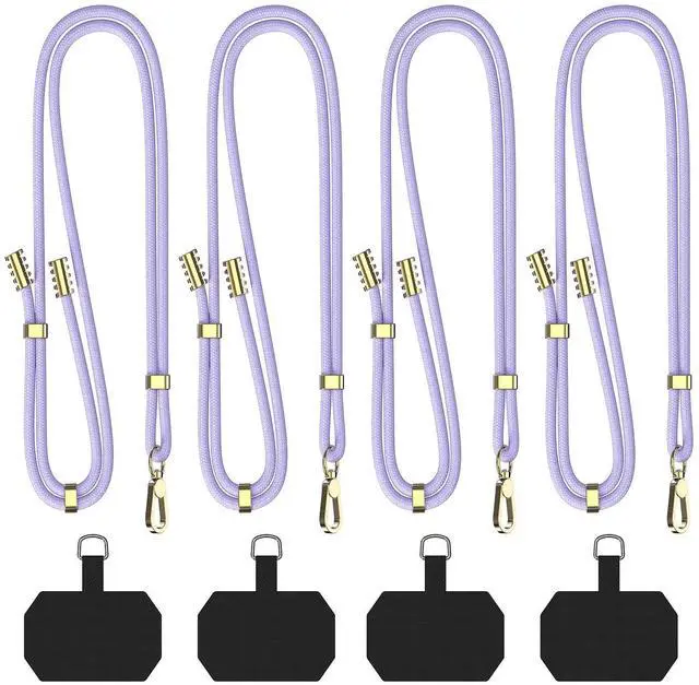 Main image of 4 Sets Purple Adjustable Crossbod Cell Phone Lanyard