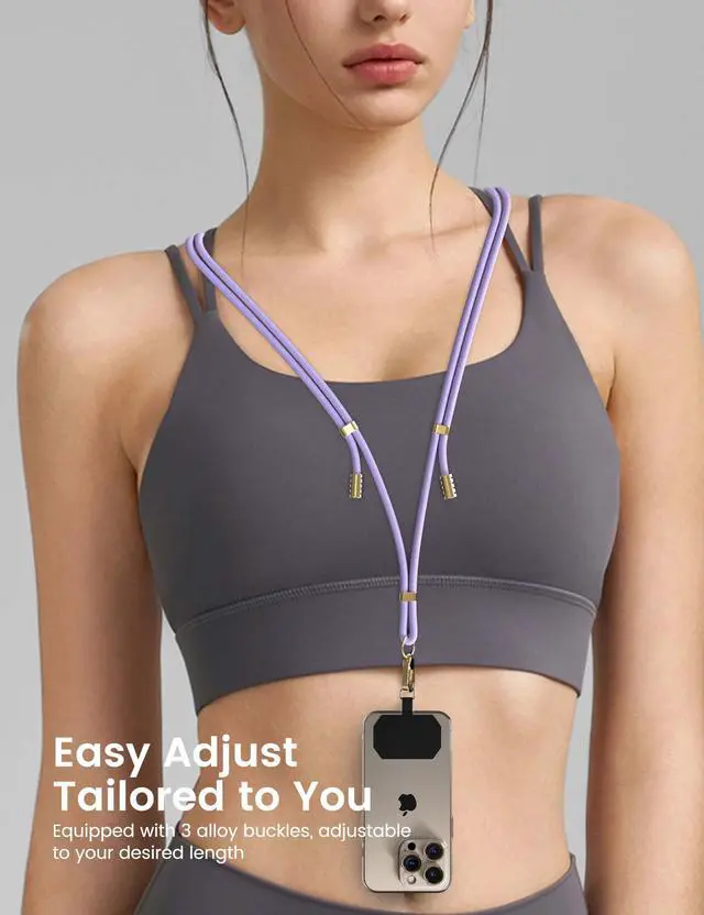 Alt view image 3 of 6 - 4 Sets Purple Adjustable Crossbod Cell Phone Lanyard