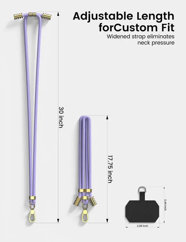 Alt view image 6 of 6 - 4 Sets Purple Adjustable Crossbod Cell Phone Lanyard