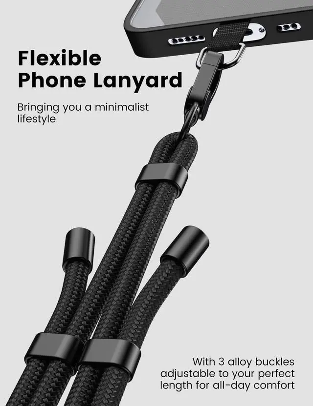 Alt view image 2 of 7 - Phone Lanyard 2 Pack-2× Adjustable Neck Strap,4× Tether Tabs