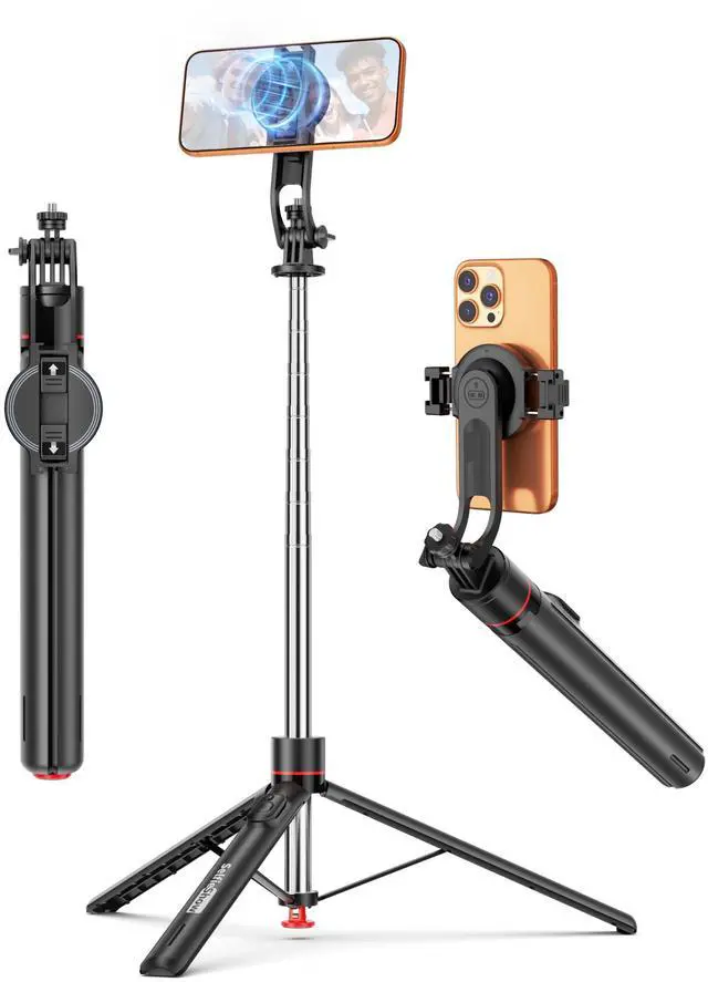 Main image of 70'' Magnetic Automatic Selfie Stick Travel Tripod for Cell Phone, Auto Opening Phone Tripod Stand with Magnetic Remote, 360° Rotatable Extendable Smartphone Stand Compatible with iPhone/Android