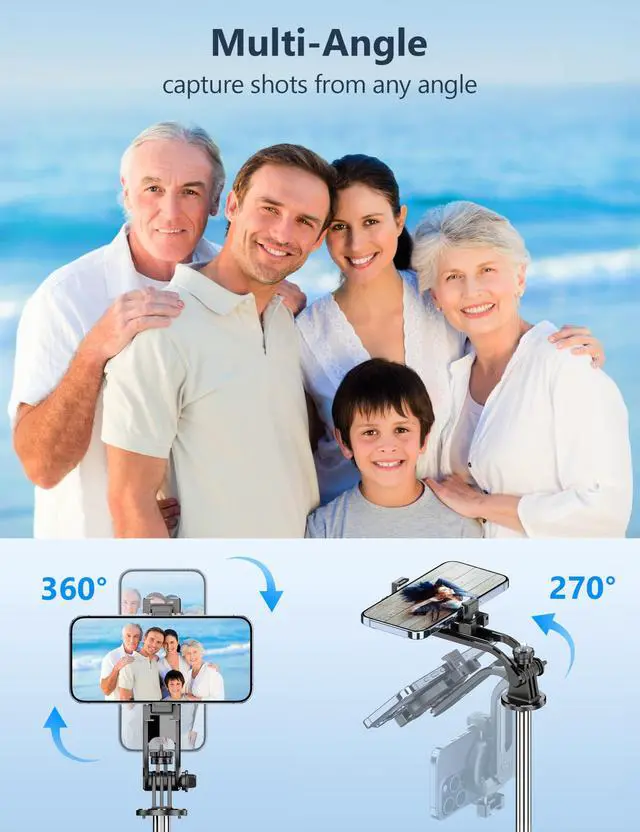 Alt view image 6 of 7 - 70'' Magnetic Automatic Selfie Stick Travel Tripod for Cell Phone, Auto Opening Phone Tripod Stand with Magnetic Remote, 360° Rotatable Extendable Smartphone Stand Compatible with iPhone/Android