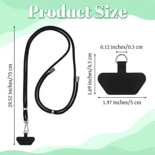 Alt view image 2 of 7 - Phone Lanyard Crossbody with 2 Phone Tabs Adjustable Anti Theft Phones Strap for Most Smartphones Universal Cellphone Neck lanyard Cellphone Leash for Travel Hiking Cycling Shopping, Black