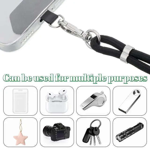Alt view image 7 of 7 - Phone Lanyard Crossbody with 2 Phone Tabs Adjustable Anti Theft Phones Strap for Most Smartphones Universal Cellphone Neck lanyard Cellphone Leash for Travel Hiking Cycling Shopping, Black