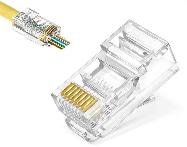 Main image of 50 Pack Cat5e RJ45 Pass Through Connectors, UTP Ethernet Cable Ends