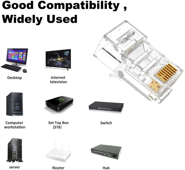 Alt view image 5 of 7 - 50 Pack RJ45 Connector Pass Through Cat5E, 10Gbps
